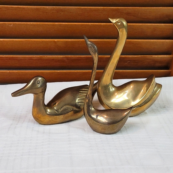 Vintage Brass Water Fowl Birds Duck Goose
